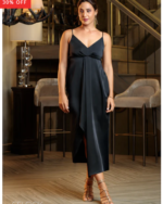 Ruffled Satin Midi Dress - 221124